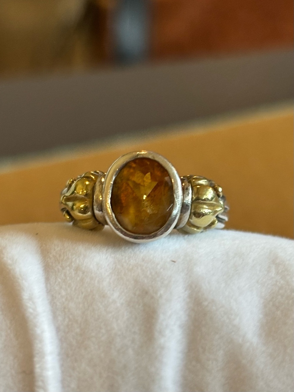 Lagos Caviar 18K Gold Sterling Silver Oval Citrine Cabochon Ring